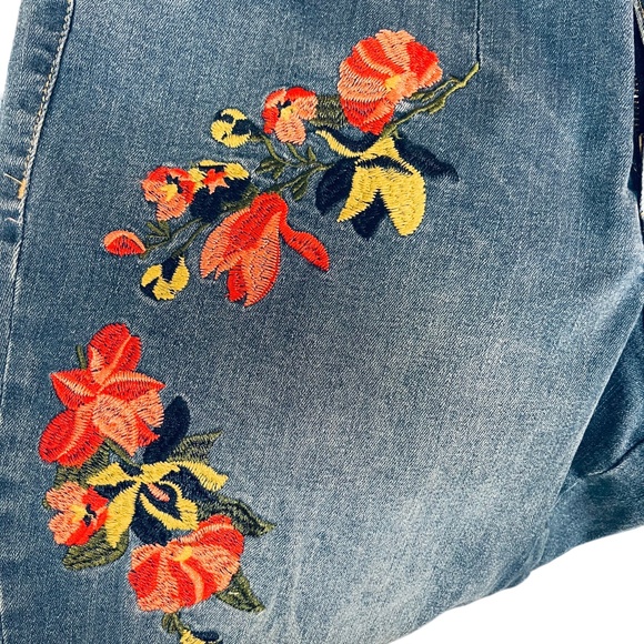 Woman Within Floral Embroidered Straight Leg Cotton Jeans Plus  Size: 14W - Picture 9 of 11